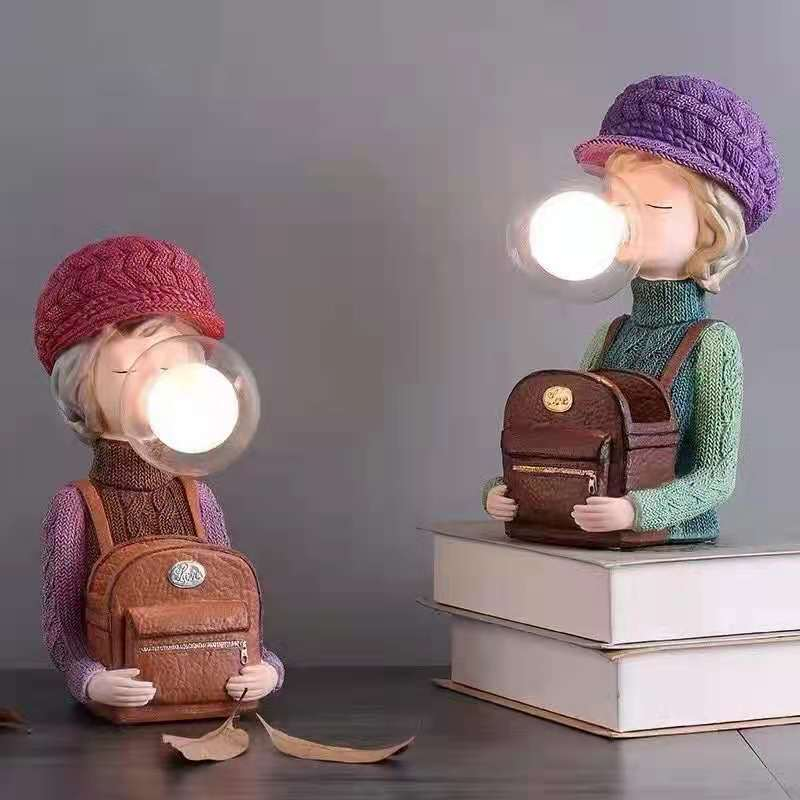 Schoolbag girl desk lamp